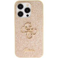 Guess Fixed Glitter 4G Metal Logo brokatowy pokrowiec na iPhone 15 Pro Max - złote