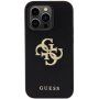 Guess Perforated 4G Glitter Metal Logo pokrowiec dla iPhone 14 Pro Max - czarny