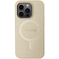 Guess Saffiano pokrowiec z Magsafe dla iPhone 15 Pro Max - złote