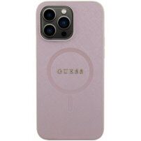 Guess Saffiano pokrowiec z Magsafe dla iPhone 15 Pro Max - różowy