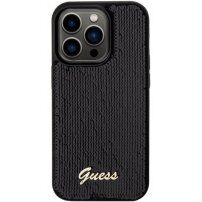 Guess Sequin Script Logo pokrowiec z cekinami dla iPhone 14 Pro Max - czarny