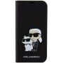 Karl Lagerfeld Saffiano Karl and Choupette NFT flip pokrowiec dla iPhone 15 - czarne