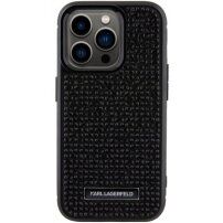 Karl Lagerfeld Rhinestone Plate Metal Logo pokrowiec wysadzany kryształkami dla iPhone 15 Pro Max - czarny