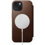 Nomad Modern Leather Folio flip pokrowiec z MagSafe dla iPhone 15 - brązowy