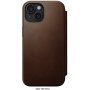 Nomad Modern Leather Folio flip pokrowiec z MagSafe dla iPhone 15 - brązowy