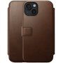 Nomad Modern Leather Folio flip pokrowiec z MagSafe dla iPhone 15 - brązowy