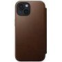 Nomad Modern Leather Folio flip pokrowiec z MagSafe dla iPhone 15 Plus - brązowy