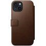 Nomad Modern Leather Folio flip pokrowiec z MagSafe dla iPhone 15 Plus - brązowy
