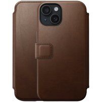 Nomad Modern Leather Folio flip pokrowiec z MagSafe dla iPhone 15 Plus - brązowy