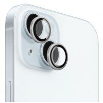 FIXED Camera Glass szkło hartowane z aluminiową ramką chroniącą obiektyw tylnej kamery dla iPhone 15 / 15 Plus - srebrna