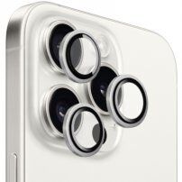 FIXED Camera Glass szkło hartowane z aluminiową ramką chroniącą obiektyw tylnej kamery dla iPhone 15 Pro / 15 Pro Max - srebrna
