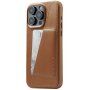 Mujjo Full Leather Wallet skórzany pokrowiec z kieszenią na karty dla iPhone 15 Pro Max - brązowe