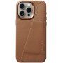 Mujjo Full Leather Wallet skórzany pokrowiec z kieszenią na karty dla iPhone 15 Pro Max - brązowe