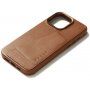 Mujjo Full Leather Wallet skórzany pokrowiec z kieszenią na karty dla iPhone 15 Pro Max - brązowe