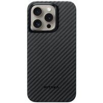Pitaka MagEZ 4 1500D pokrowiec z wzorem włókna węglowego dla iPhone 15 Pro - szary