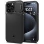 Spigen Optik Armor MagFit wytrzymały pokrowiec z wysuwaną osłoną kamery i MagSafe dla iPhone 15 Pro Max - czarny