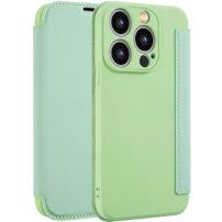 Pokrowiec portfelowy z silikonu i skóry PU do iPhone 15 Pro Max - zielony