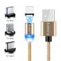 FLOVEME Round kabel magnetyczny z USB-C / Micro USB / Lightning dla iPhone / iPad / iPod / AirPods - 1 m - złoty