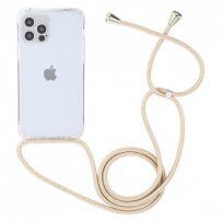 Przezroczysty pokrowiec ze sznurkiem dla iPhone 15 Pro - beżowe