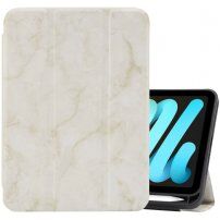 Marmurowe etui z miejscem na Apple Pencil dla iPad mini 6 / mini 7 - beżowy