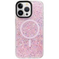Etui z brokatem i MagSafe na iPhone 15 Max - różowy