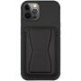 Etui skórzane z kieszenią z odchylaną podstawką na iPhone 11 Pro Max - czarny