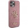 Etui brokatowe Guess Fixed Glitter 4G Metal Logo na iPhone 12 / 12 Pro - różowy