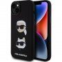 Etui silikonowe Karl Lagerfeld Karl and Choupette Heads na iPhone 15 Plus - czarny