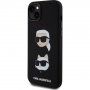 Etui silikonowe Karl Lagerfeld Karl and Choupette Heads na iPhone 15 Plus - czarny