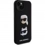 Etui silikonowe Karl Lagerfeld Karl and Choupette Heads na iPhone 15 Plus - czarny