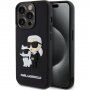 Etui 3D Rubber Karl Lagerfeld Karl and Choupette na iPhone 15 Pro - czarny