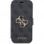 Etui z klapką Guess 4G Metal Logo na iPhone 15 - szare