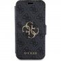 Etui z klapką Guess 4G Metal Logo na iPhone 15 Pro - szare