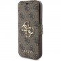 Etui z klapką Guess 4G Metal Logo na iPhone 15 - brązowe