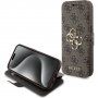 Etui z klapką Guess 4G Metal Logo na iPhone 15 Pro - brązowe
