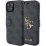 Etui z klapką Guess 4G Metal Logo na iPhone 15 - szare
