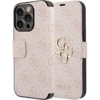 Etui z klapką Guess 4G Metal Logo na iPhone 15 Pro Max - różowe