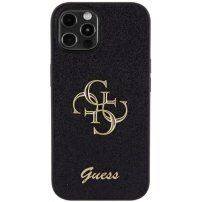 Etui brokatowe Guess Fixed Glitter 4G Metal Logo na iPhone 12 / 12 Pro - czarny