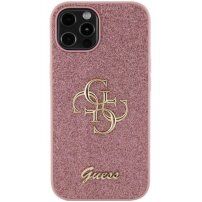 Etui brokatowe Guess Fixed Glitter 4G Metal Logo na iPhone 12 / 12 Pro - różowy