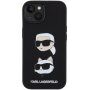 Etui silikonowe Karl Lagerfeld Karl and Choupette Heads na iPhone 15 Plus - czarny