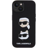 Etui silikonowe Karl Lagerfeld Karl and Choupette Heads na iPhone 15 Plus - czarny