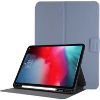 Pokrowiec ze skóry PU ze stojakiem i miejscem na Apple Pencil do iPad Pro 11" (2018-2022) - niebieski szary