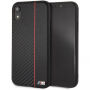 BMW Carbon Red Stripe Hard case etui do iPhone XR - czarne