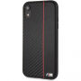 BMW Carbon Red Stripe Hard case etui do iPhone XR - czarne