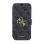 Etui z klapką Guess 4G Metal Logo na iPhone 15 Plus - szare
