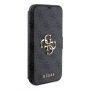 Etui z klapką Guess 4G Metal Logo na iPhone 15 Plus - szare