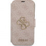Etui z klapką Guess 4G Metal Logo na iPhone 15 Pro - różowe