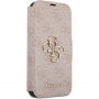 Etui z klapką Guess 4G Metal Logo na iPhone 15 Pro - różowe