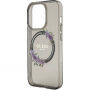 Etui Guess Flowers Ring Glossy Logo z MagSafe na iPhone 13 Pro Max - szary