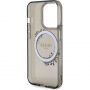 Etui Guess Flowers Ring Glossy Logo z MagSafe na iPhone 13 Pro Max - szary